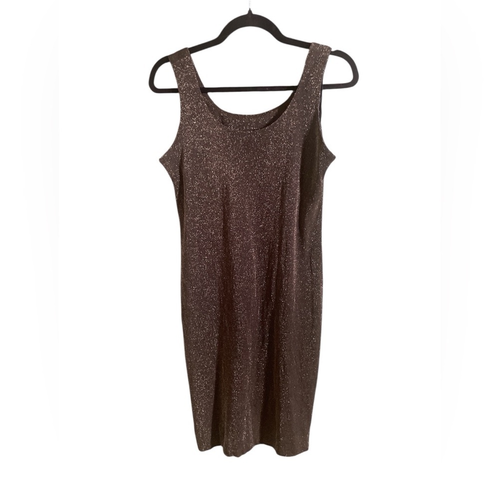 Black and Gold Shimmer Bodycon Dress Sleeveless Glitter Stretch Size 4 Small - Picture 2 of 6